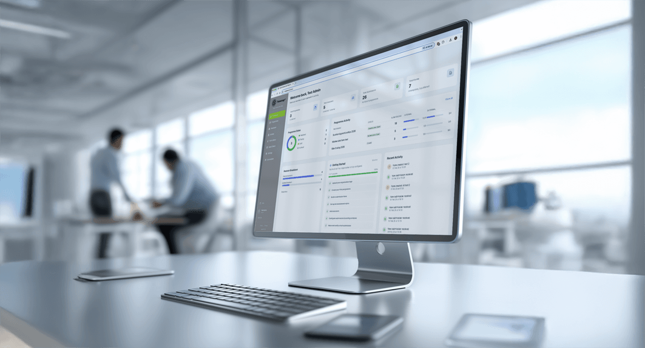 ClearAward platform dashboard on iMac
