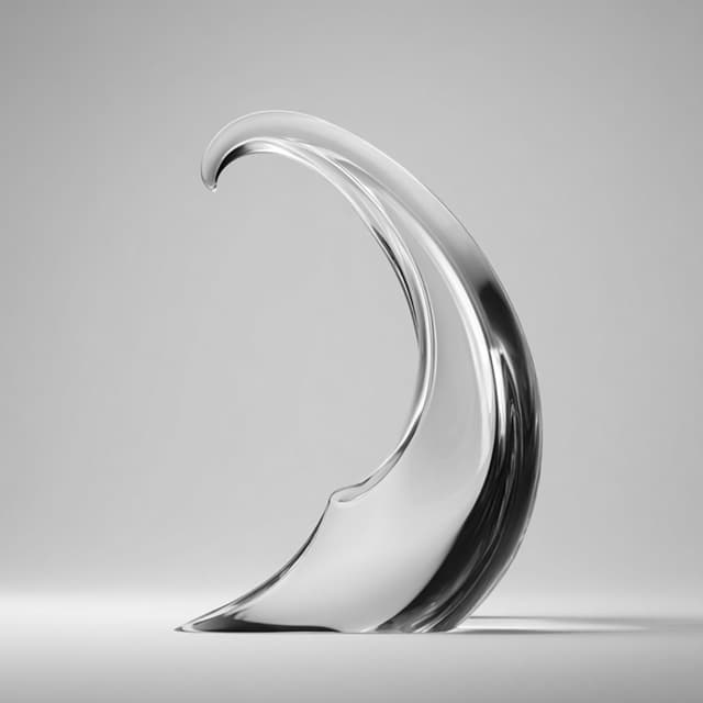 Abstract chrome wave sculpture