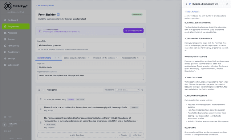 Dynamic Form Builder interface